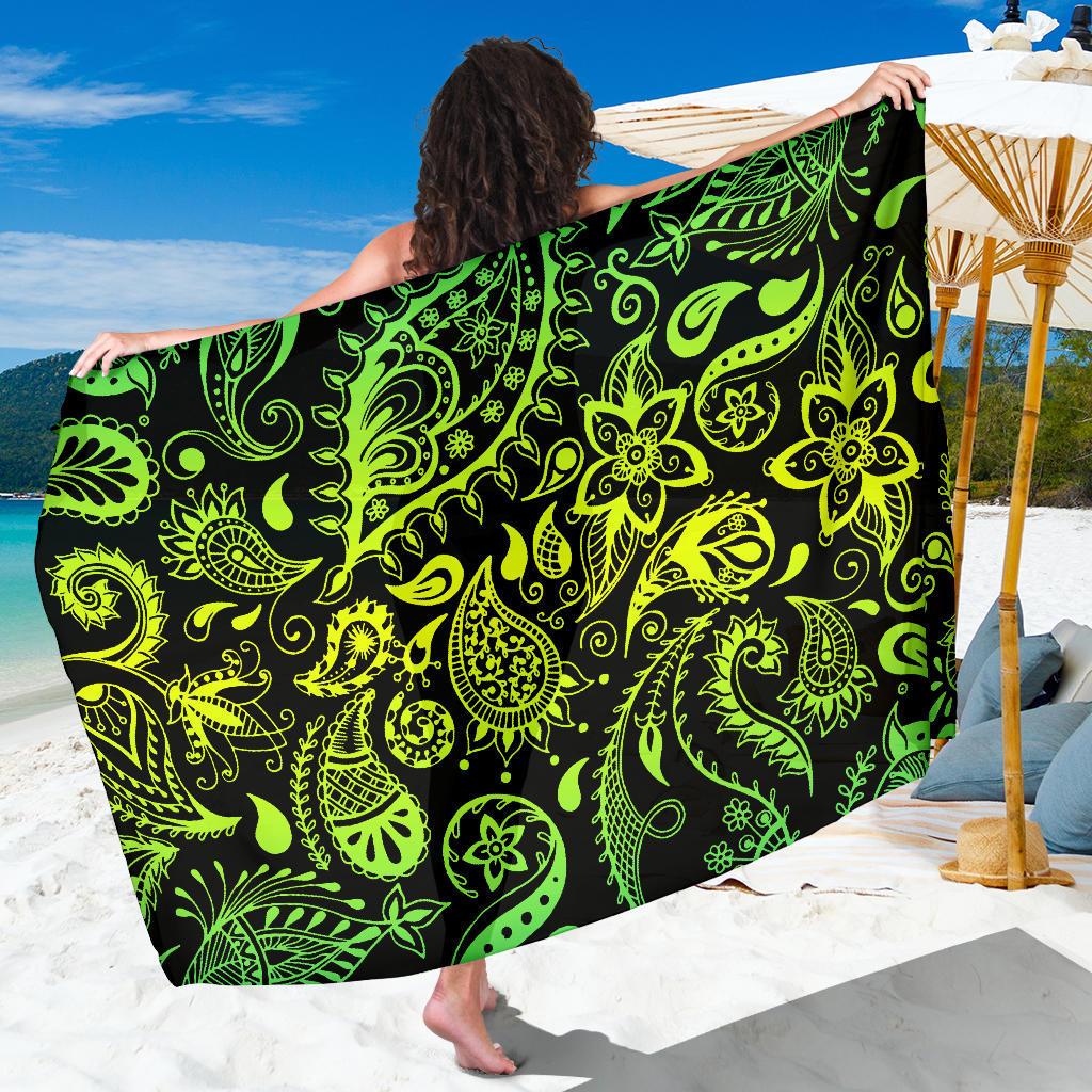 Paisley Green Design Print Sarong Pareo Wrap