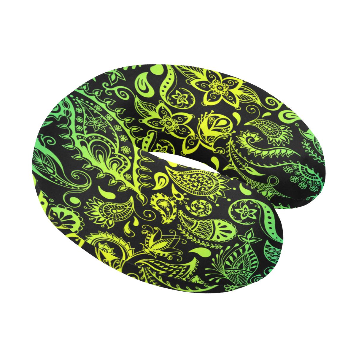Paisley Green Design Print U-Shaped Travel Neck Pillow-JTAMIGO.COM