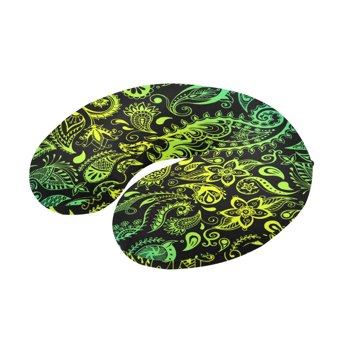 Paisley Green Design Print U-Shaped Travel Neck Pillow-JTAMIGO.COM