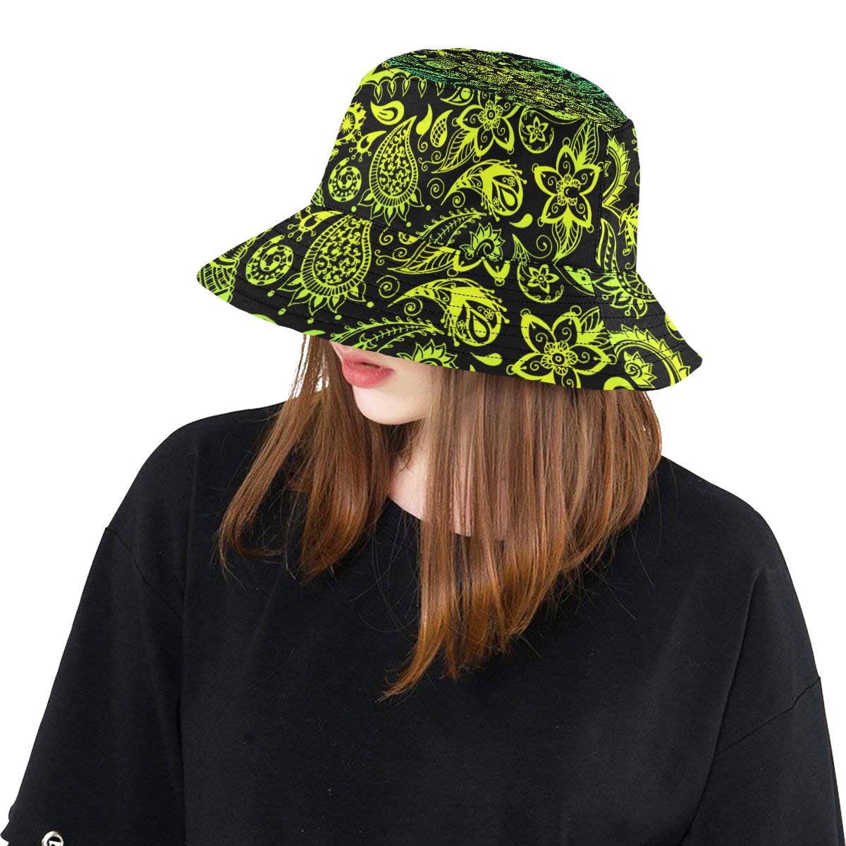 Paisley Green Design Print Unisex Bucket Hat