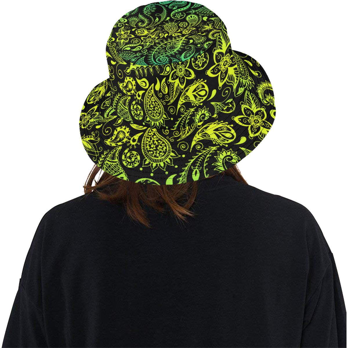 Paisley Green Design Print Unisex Bucket Hat