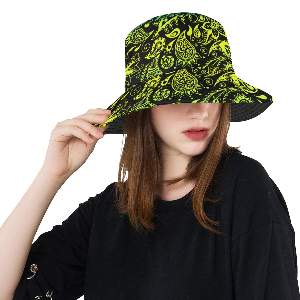 Paisley Green Design Print Unisex Bucket Hat