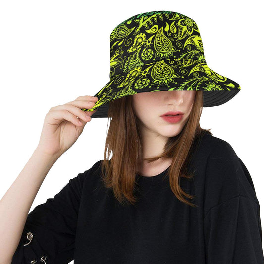 Paisley Green Design Print Unisex Bucket Hat