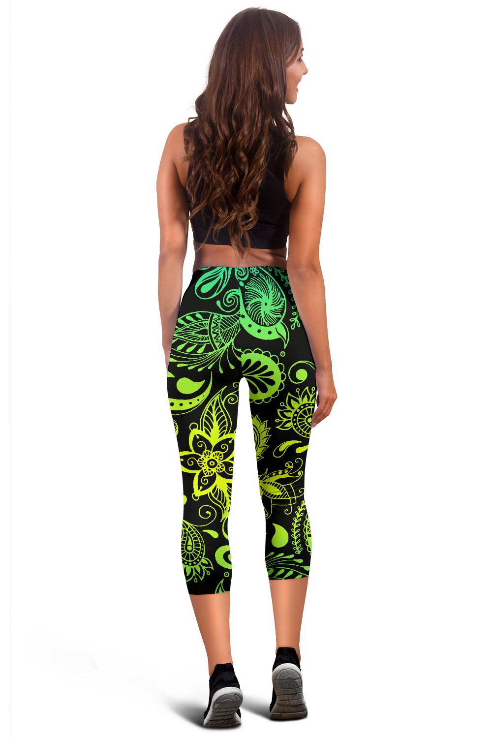 Paisley Green Design Print Women Capris