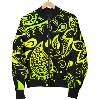 Paisley Green Design Print Women Casual Bomber Jacket