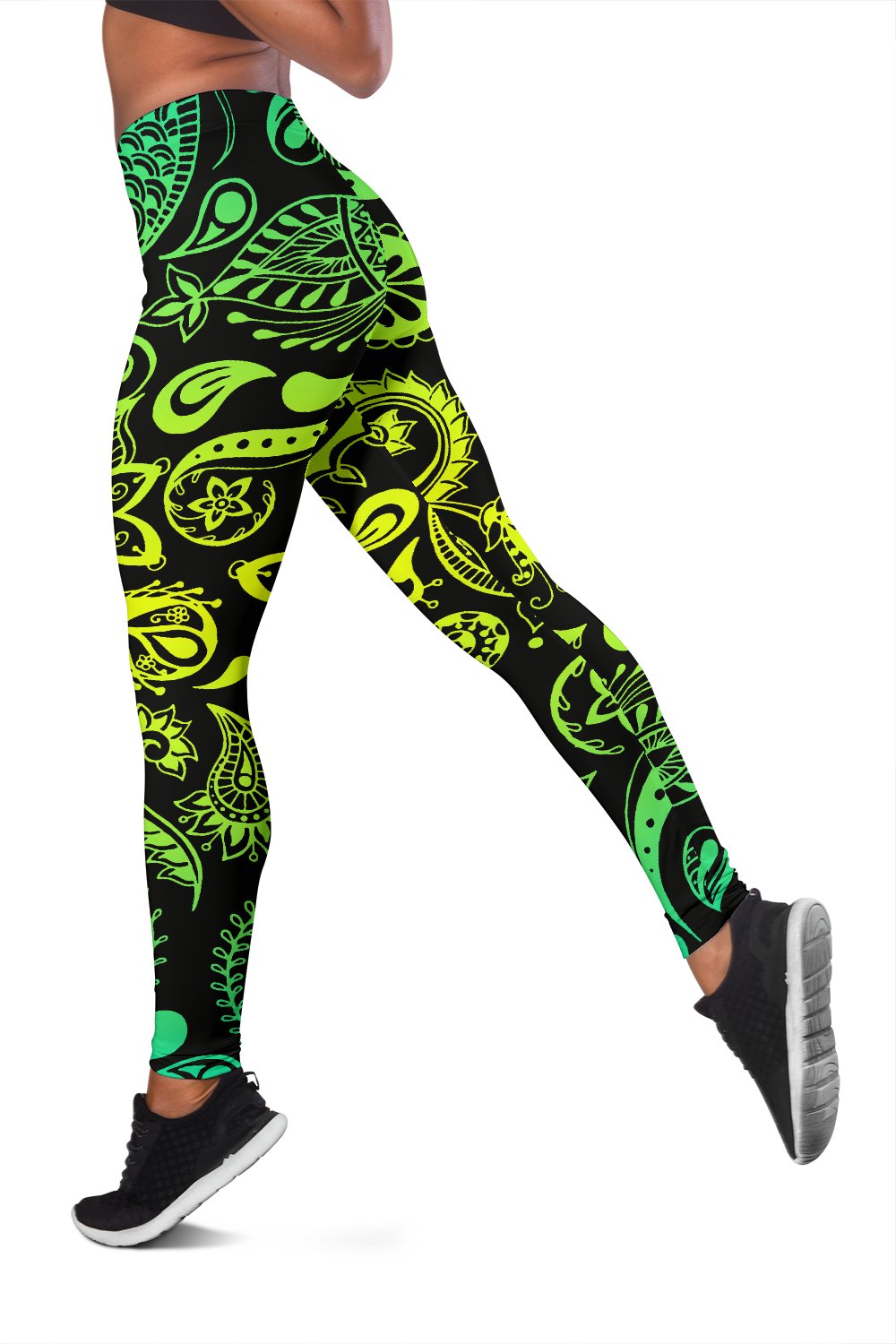 Paisley Green Design Print Women Leggings
