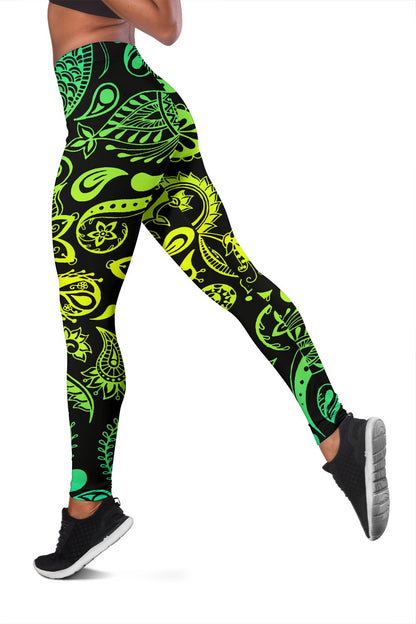 Paisley Green Design Print Women Leggings