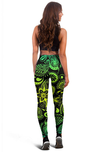 Paisley Green Design Print Women Leggings