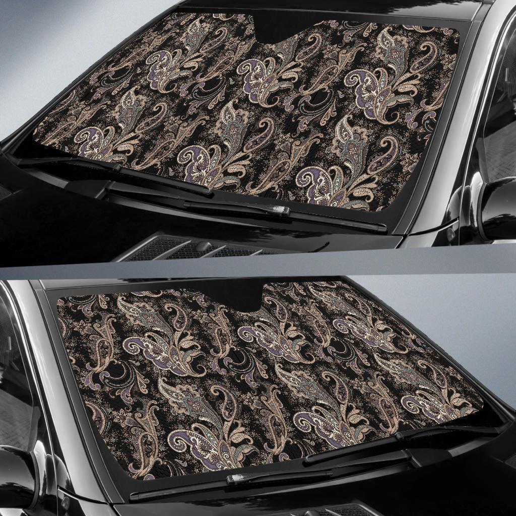Paisley Mandala Design Print Car Sun Shade For Windshield