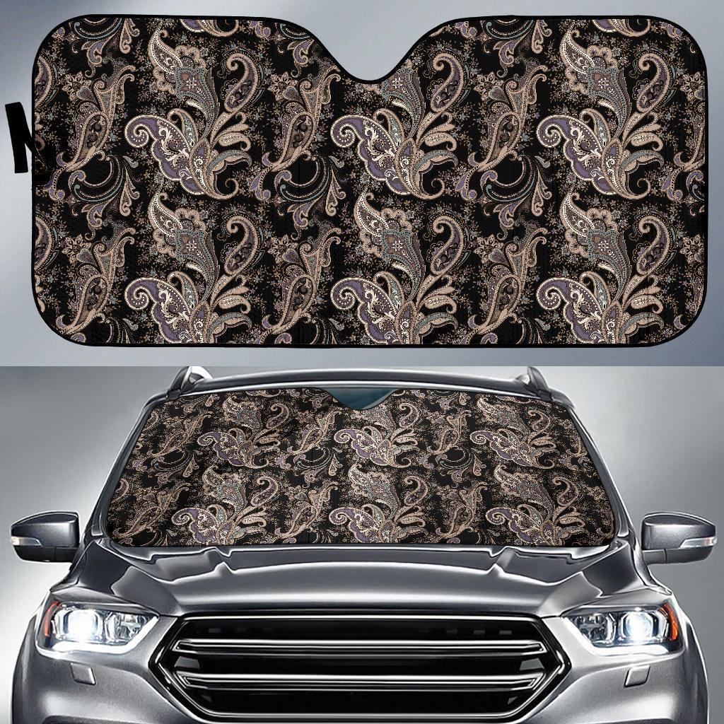 Paisley Mandala Design Print Car Sun Shade For Windshield