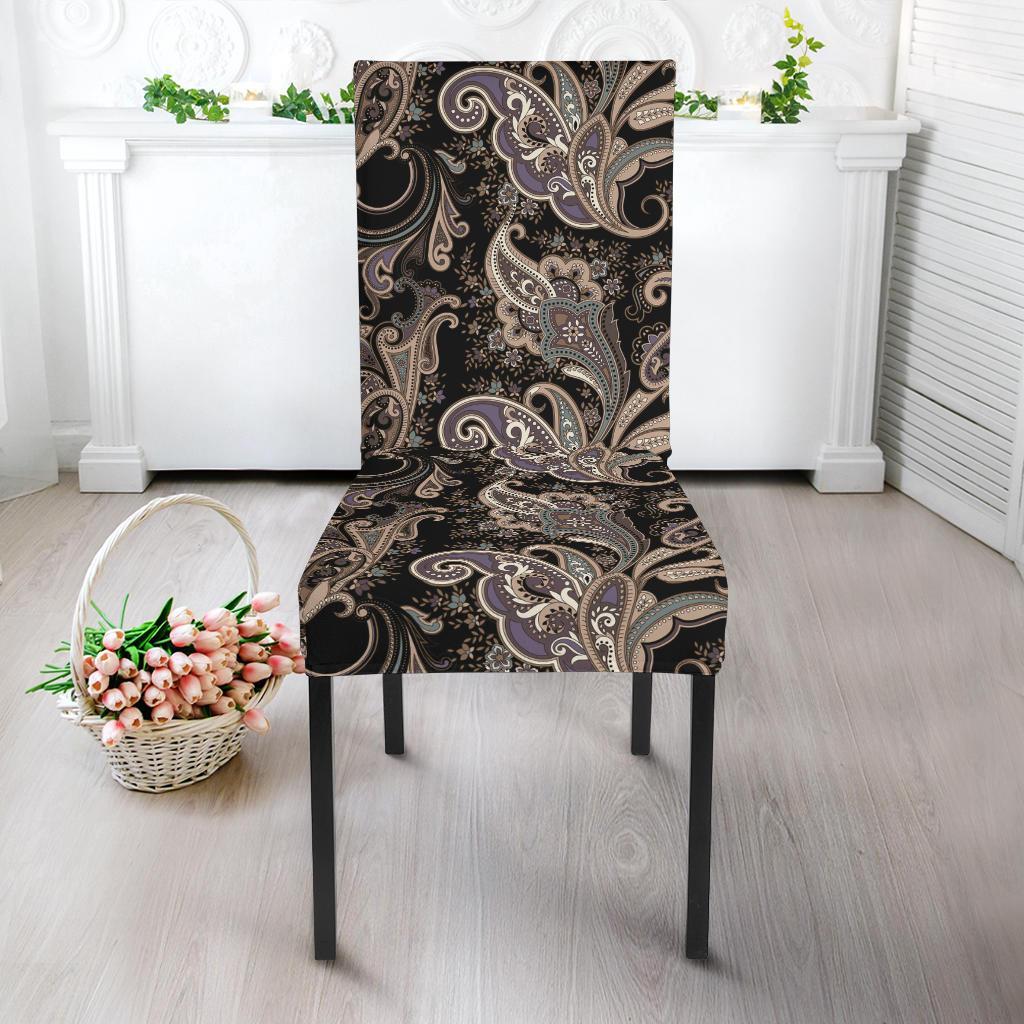 Paisley Mandala Design Print Dining Chair Slipcover-JTAMIGO.COM