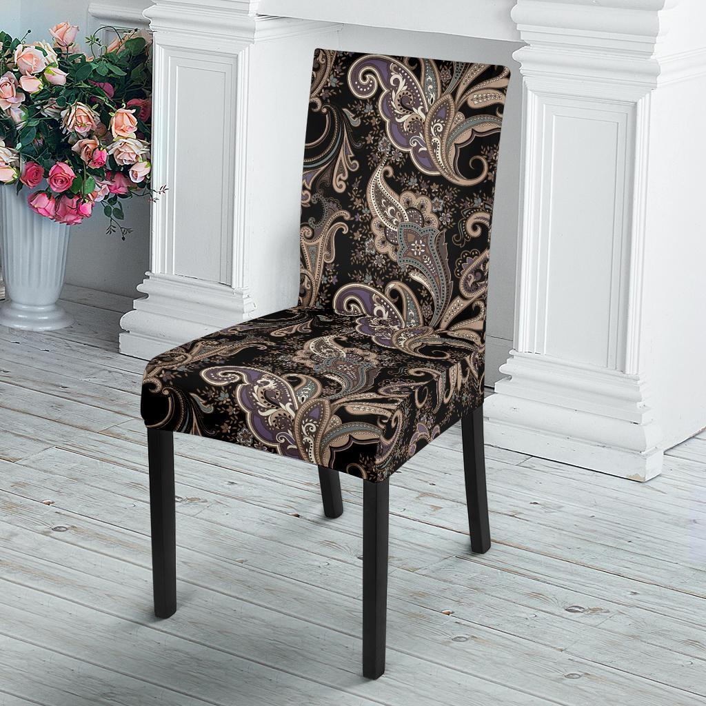 Paisley Mandala Design Print Dining Chair Slipcover-JTAMIGO.COM