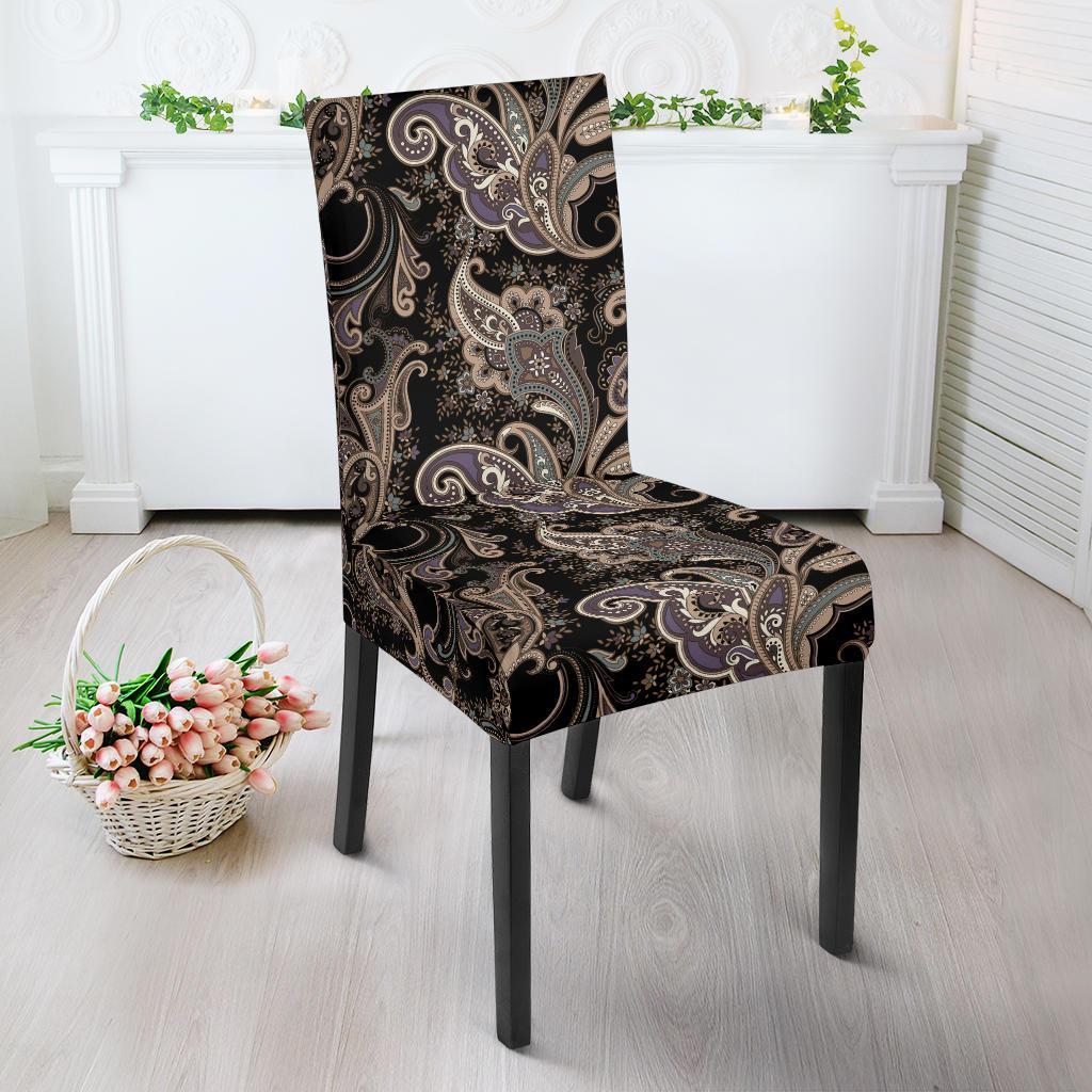 Paisley Mandala Design Print Dining Chair Slipcover-JTAMIGO.COM