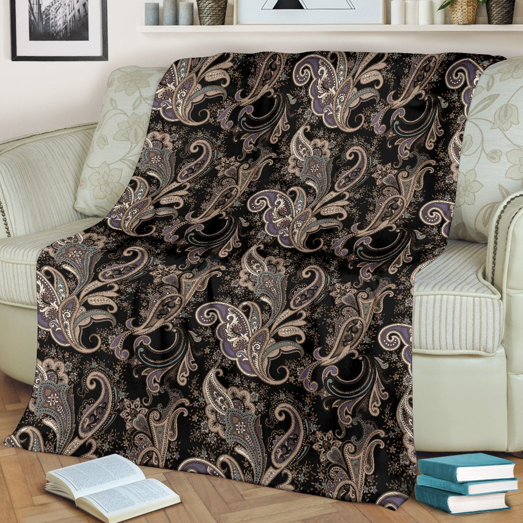 Paisley Mandala Design Print Fleece Blanket