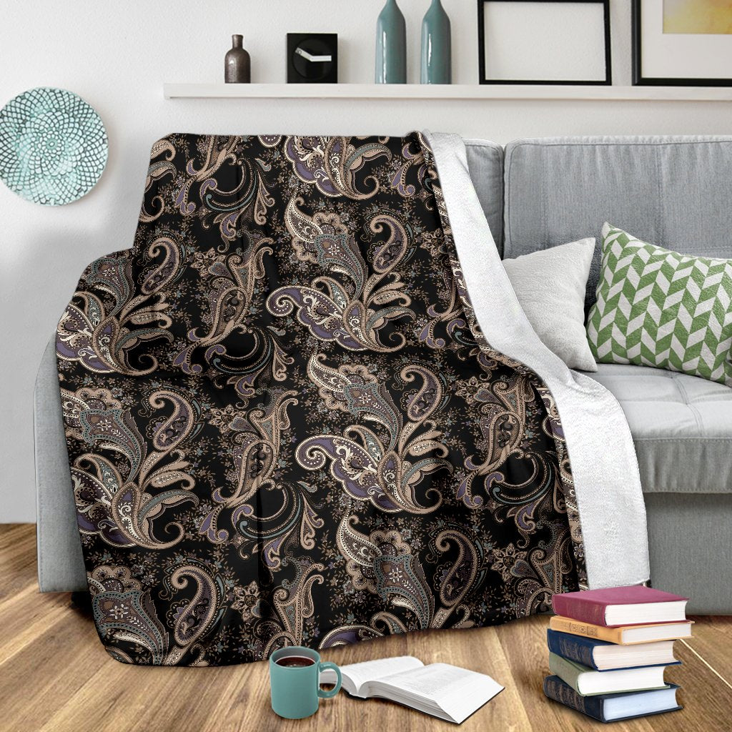 Paisley Mandala Design Print Fleece Blanket