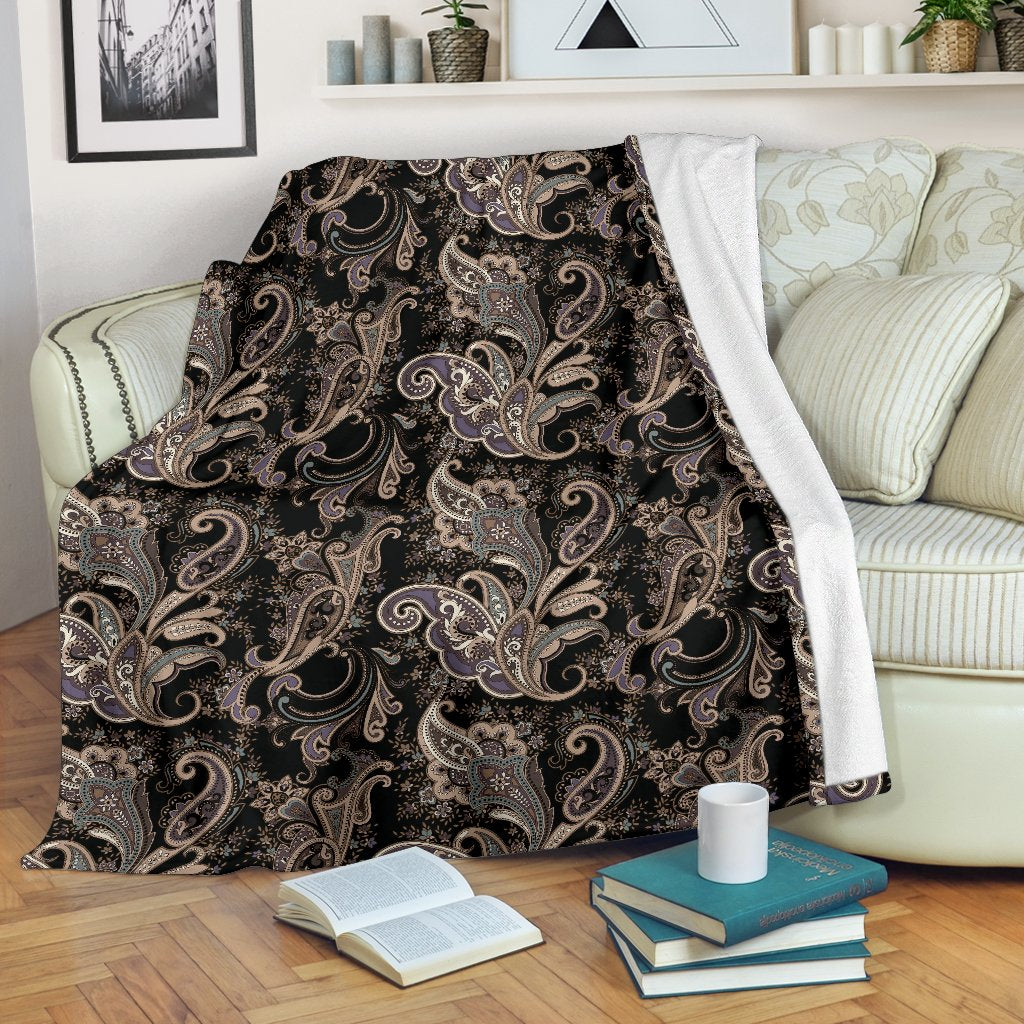 Paisley Mandala Design Print Fleece Blanket