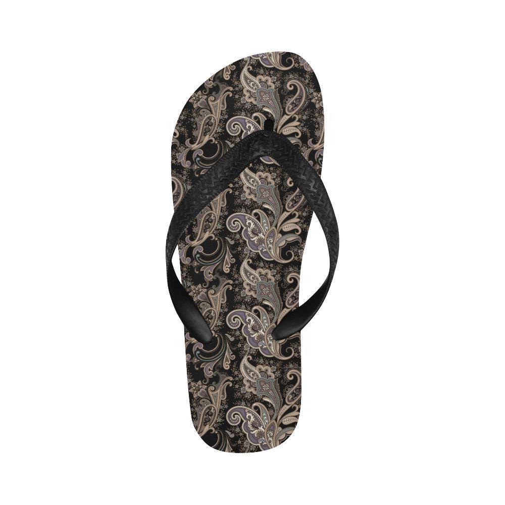Paisley Mandala Design Print Flip Flops-JTAMIGO.COM