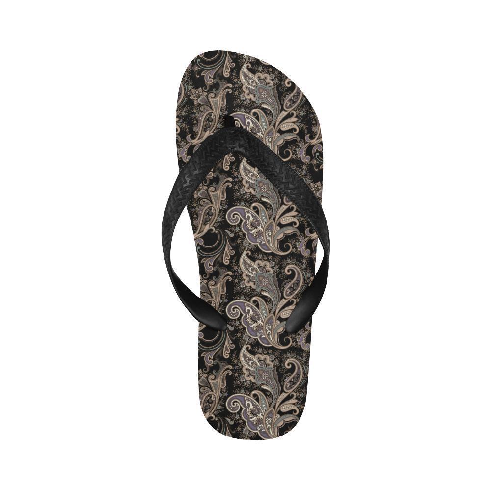 Paisley Mandala Design Print Flip Flops-JTAMIGO.COM