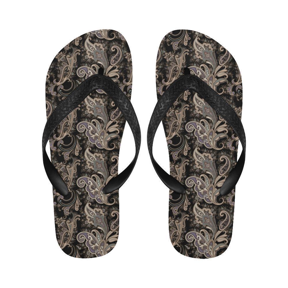 Paisley Mandala Design Print Flip Flops-JTAMIGO.COM