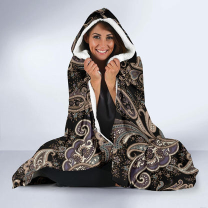 Paisley Mandala Design Print Hooded Blanket-JTAMIGO.COM