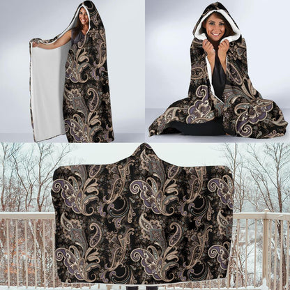 Paisley Mandala Design Print Hooded Blanket-JTAMIGO.COM