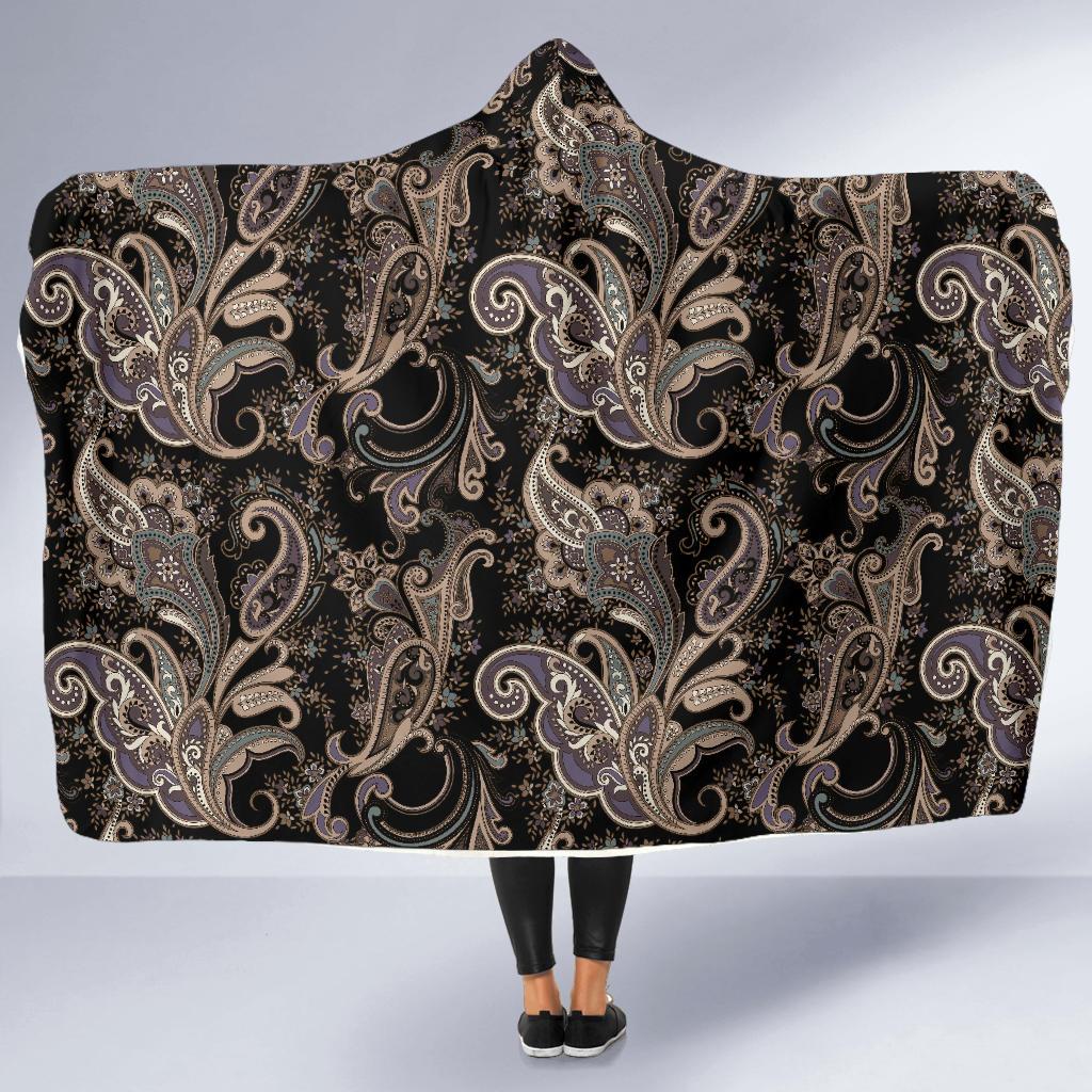 Paisley Mandala Design Print Hooded Blanket-JTAMIGO.COM