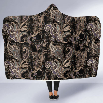 Paisley Mandala Design Print Hooded Blanket-JTAMIGO.COM