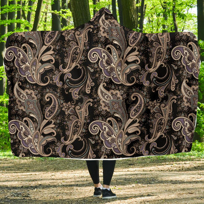 Paisley Mandala Design Print Hooded Blanket-JTAMIGO.COM