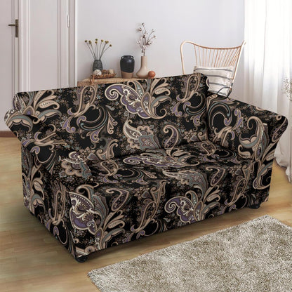 Paisley Mandala Design Print Loveseat Slipcover-JTAMIGO.COM