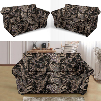 Paisley Mandala Design Print Loveseat Slipcover-JTAMIGO.COM