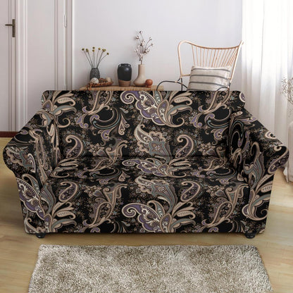 Paisley Mandala Design Print Loveseat Slipcover-JTAMIGO.COM