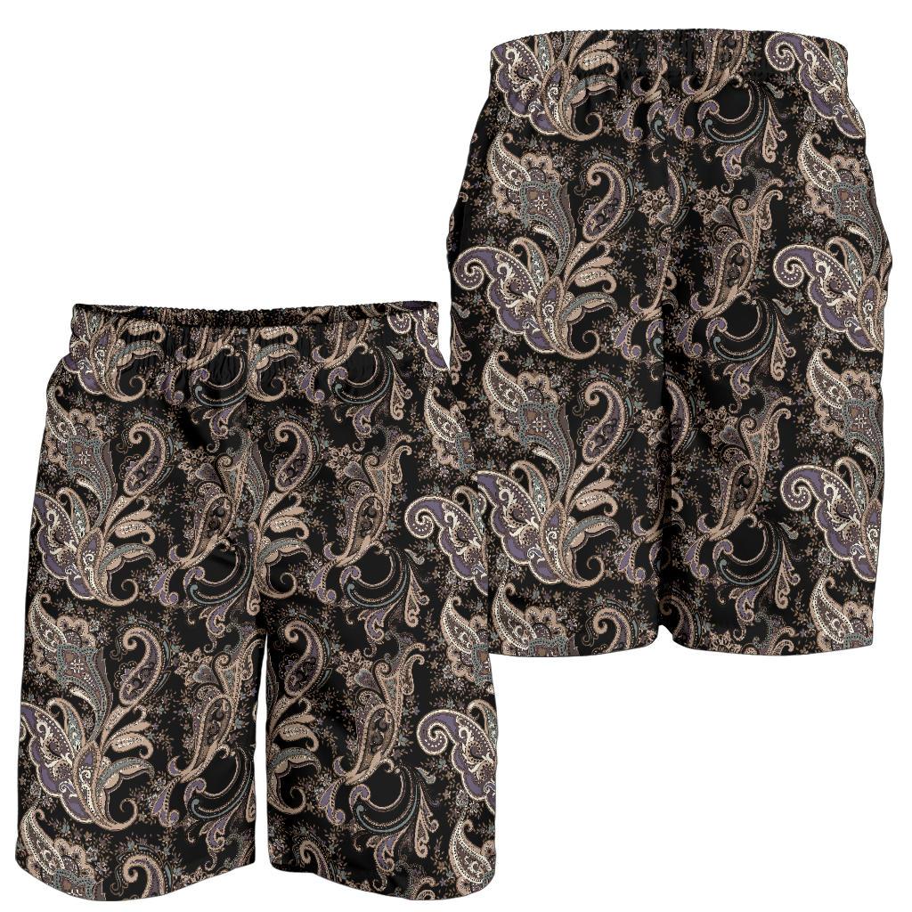 Paisley Mandala Design Print Mens Shorts-JTAMIGO.COM