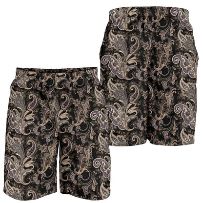 Paisley Mandala Design Print Mens Shorts-JTAMIGO.COM
