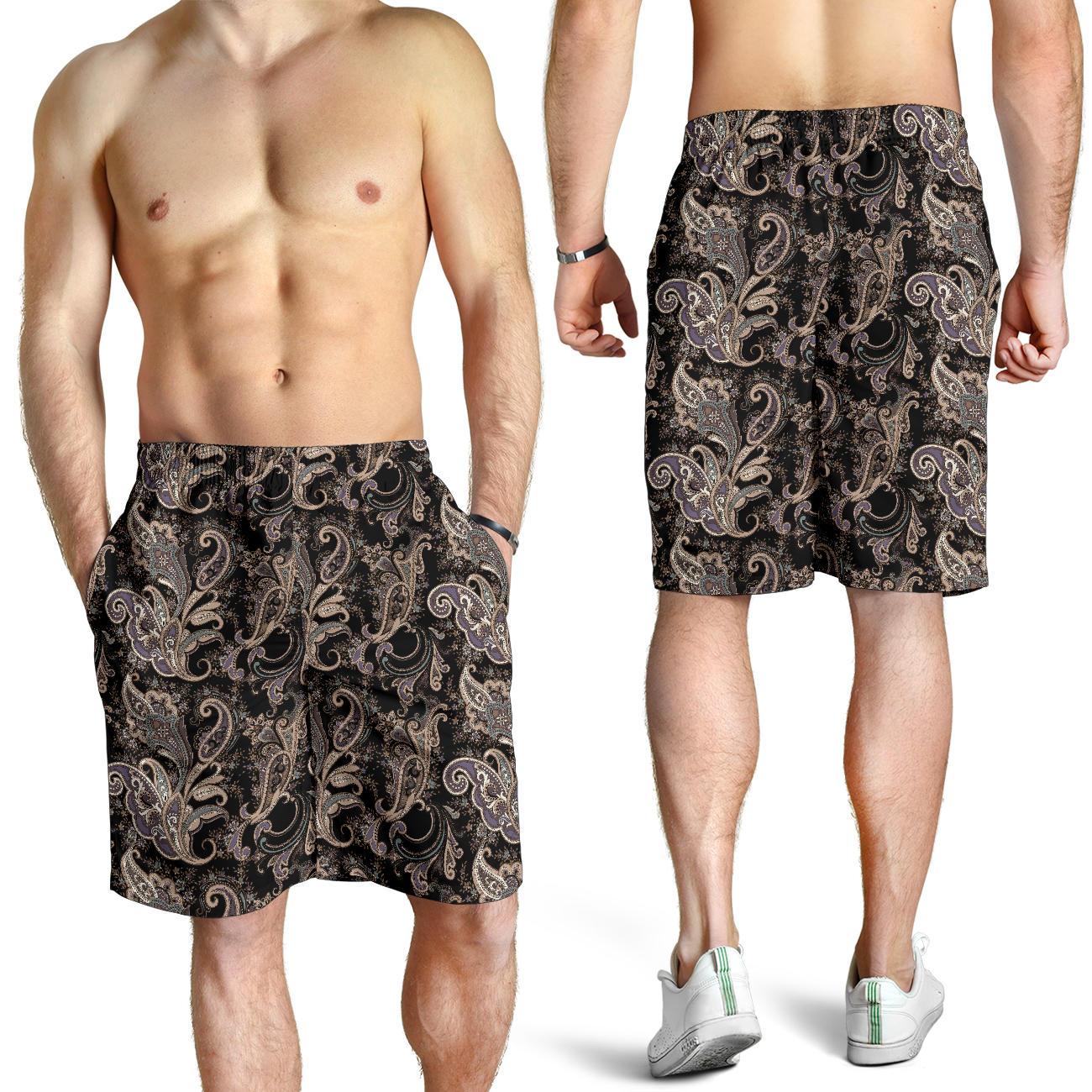 Paisley Mandala Design Print Mens Shorts-JTAMIGO.COM