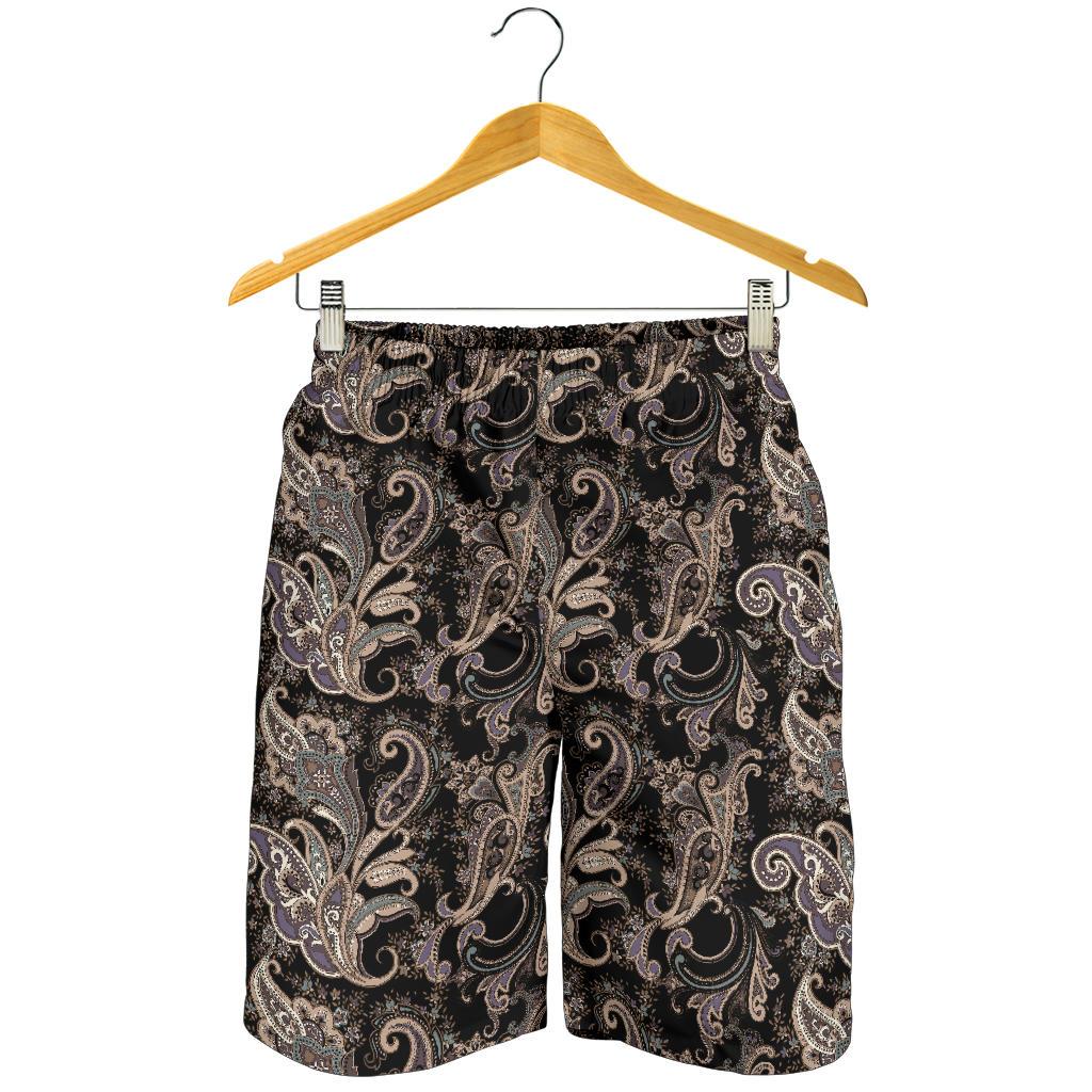 Paisley Mandala Design Print Mens Shorts-JTAMIGO.COM