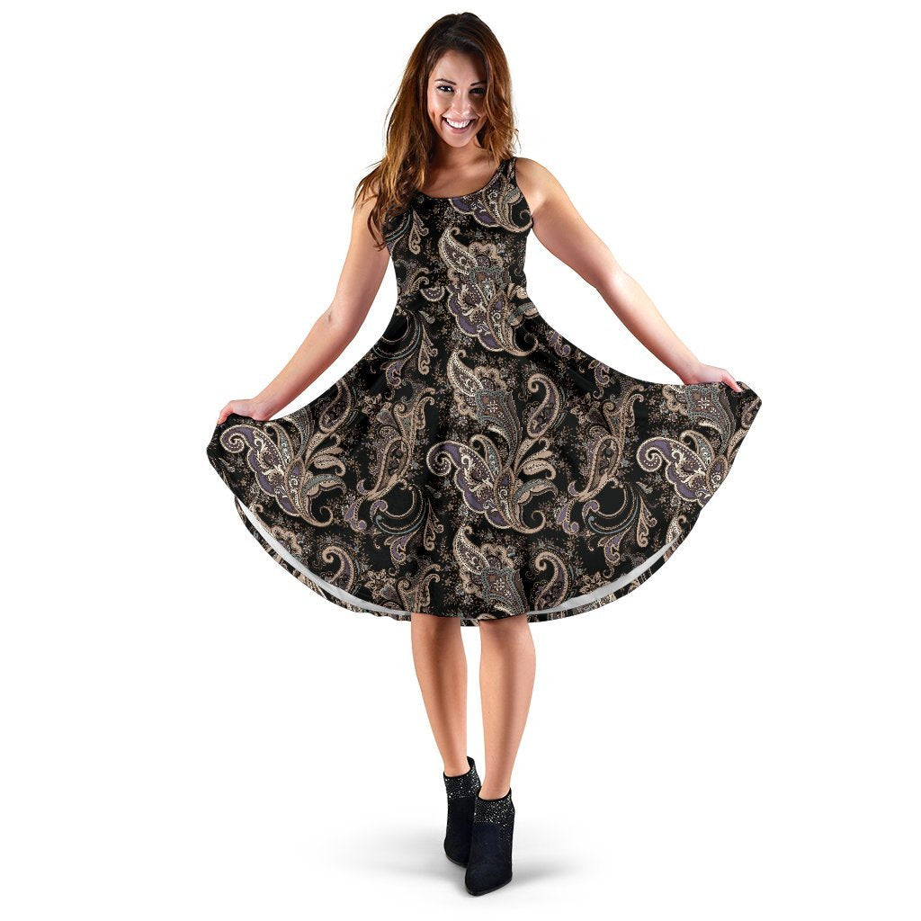 Paisley Mandala Design Print Sleeveless Dress