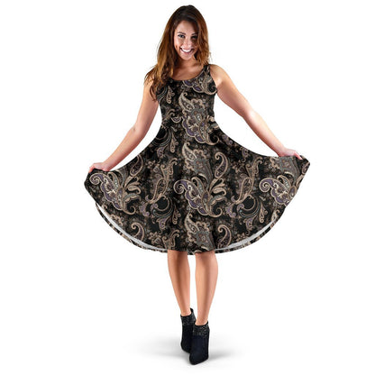 Paisley Mandala Design Print Sleeveless Dress