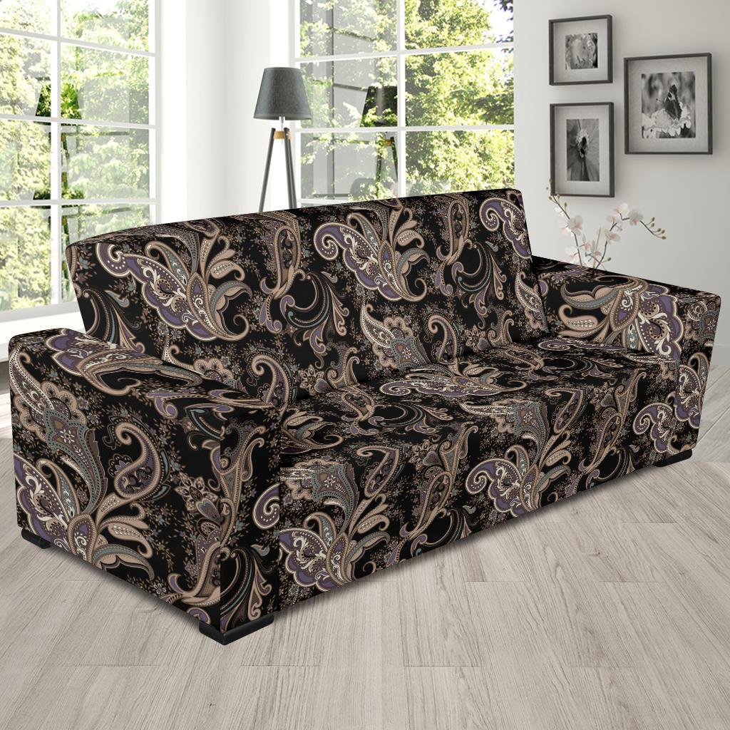 Paisley Mandala Design Print Sofa Slipcover-JTAMIGO.COM