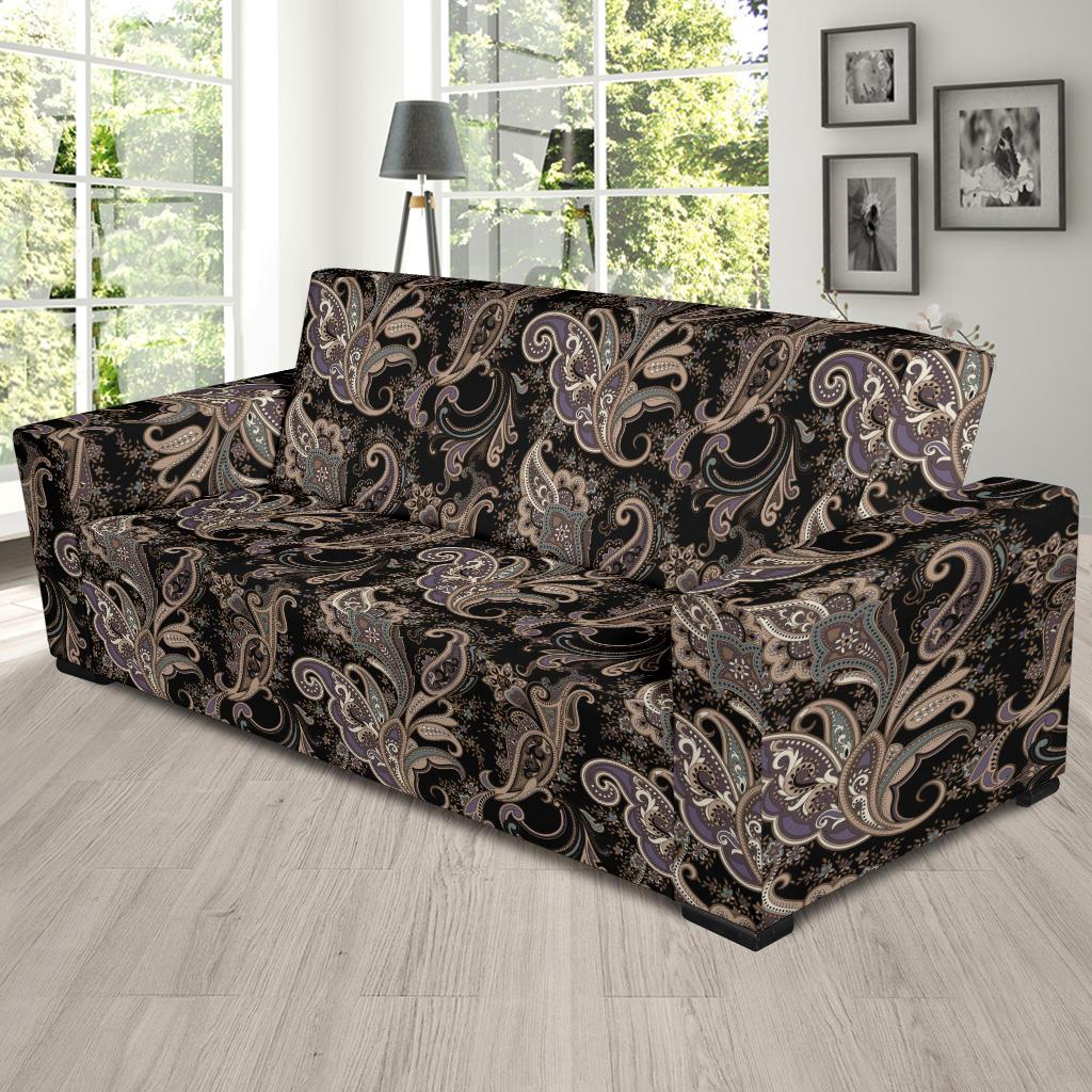 Paisley Mandala Design Print Sofa Slipcover-JTAMIGO.COM