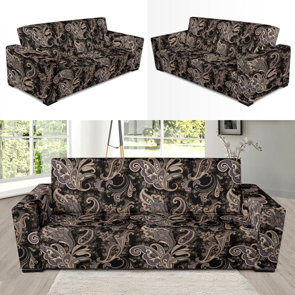 Paisley Mandala Design Print Sofa Slipcover-JTAMIGO.COM