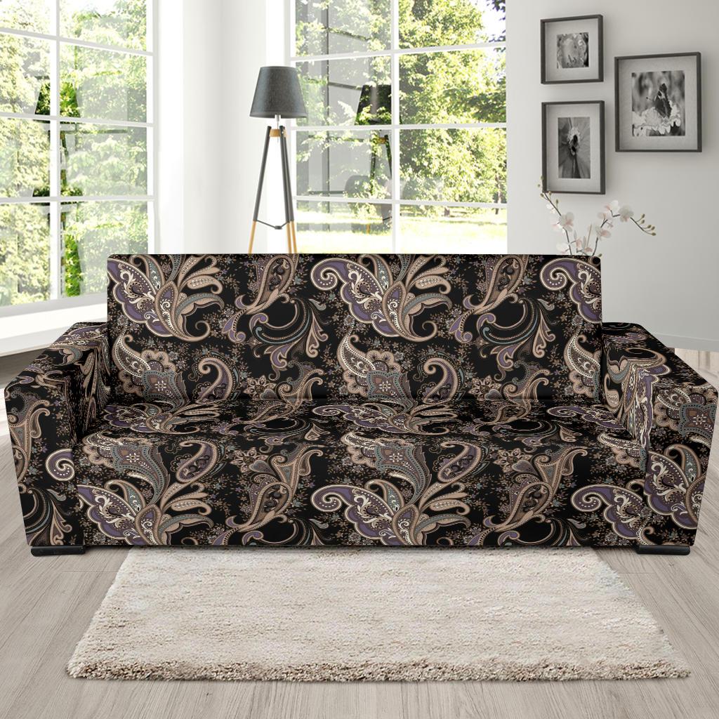 Paisley Mandala Design Print Sofa Slipcover-JTAMIGO.COM