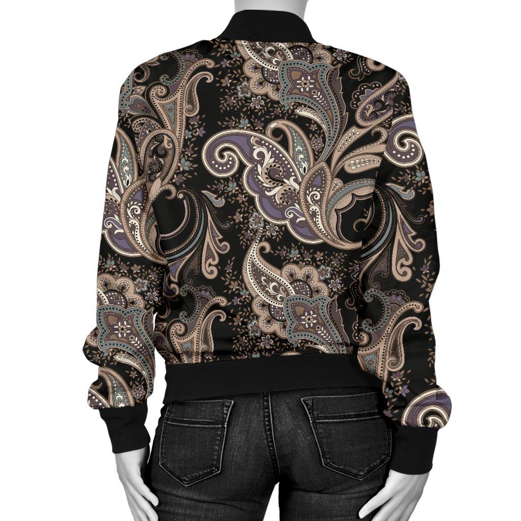 Paisley Mandala Design Print Women Casual Bomber Jacket
