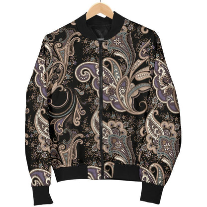 Paisley Mandala Design Print Women Casual Bomber Jacket
