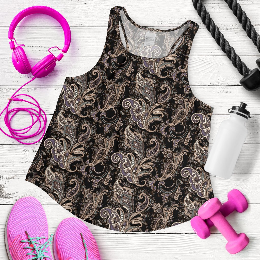 Paisley Mandala Design Print Women Racerback Tank Top