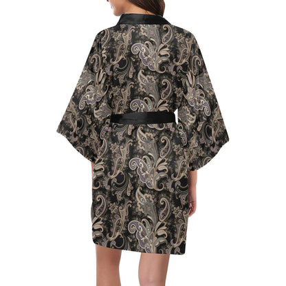 Paisley Mandala Design Print Women Short Kimono Robe
