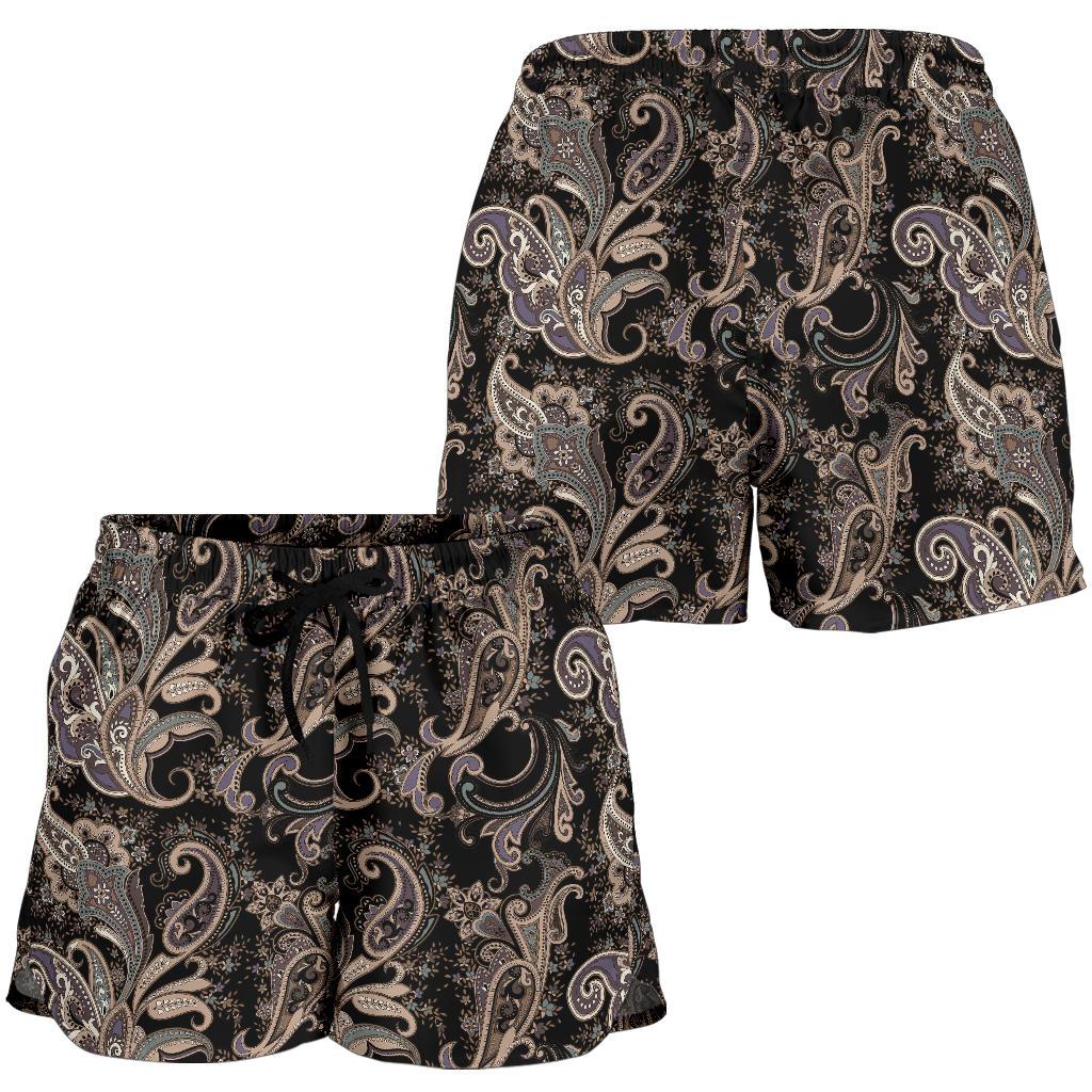 Paisley Mandala Design Print Women Shorts-JTAMIGO.COM