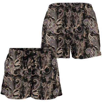 Paisley Mandala Design Print Women Shorts-JTAMIGO.COM