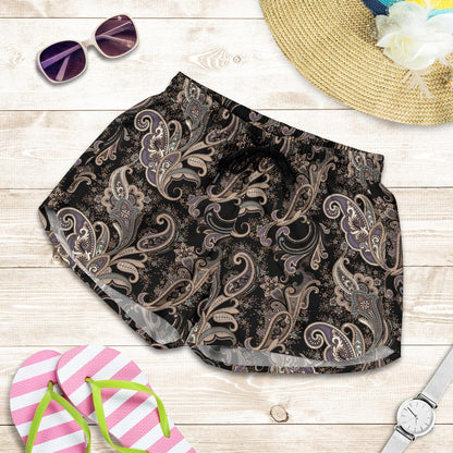 Paisley Mandala Design Print Women Shorts-JTAMIGO.COM