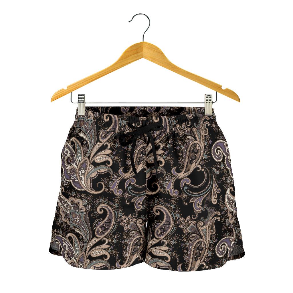 Paisley Mandala Design Print Women Shorts-JTAMIGO.COM