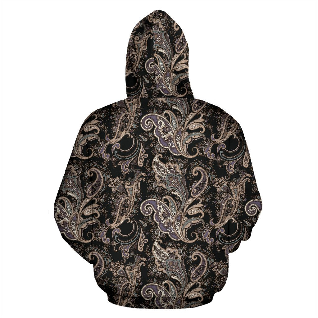 Paisley Mandala Design Print Zip Up Hoodie